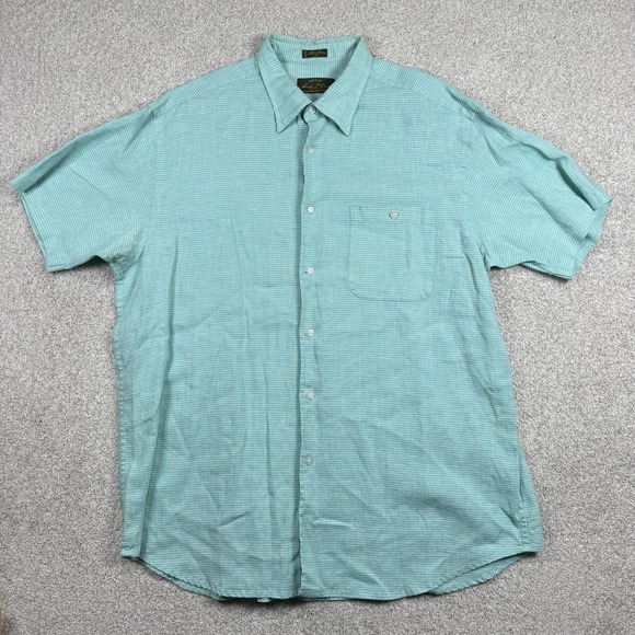 Orvis Signature Collection Blue 100% Linen Button Down Shirt Short Sleeve XL - Picture 3 of 6